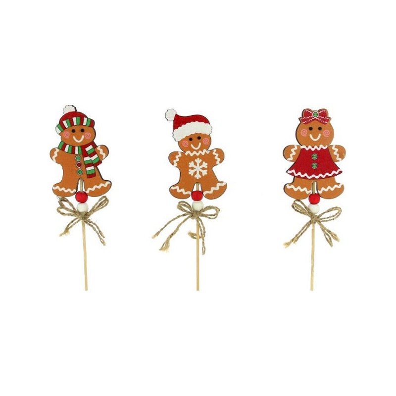 PIQUE PERSONNAGE PAIN D'EPICE ASST 3 DESIGNS H30CM
