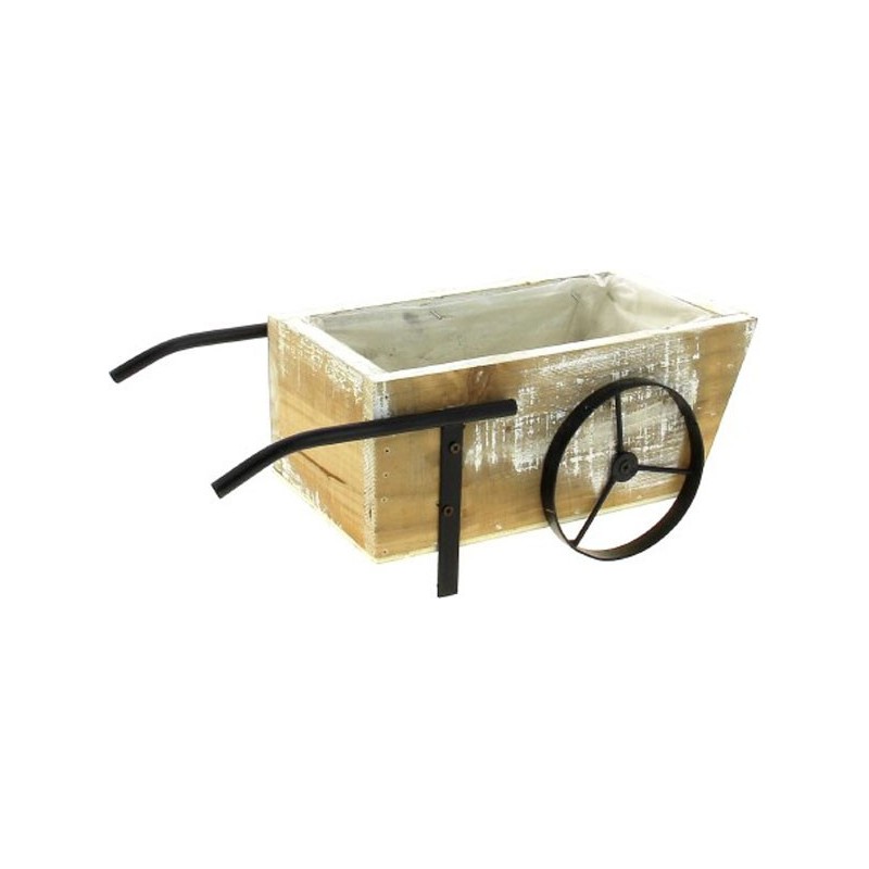 BROUETTE BOIS NATUREL 32*16H12.5 BOIS:24*14H9.5CM