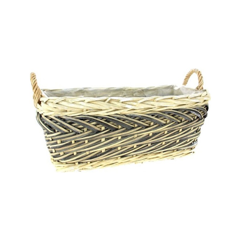 VANNERIE JARDINIERE GRISE 40*20 H16CM