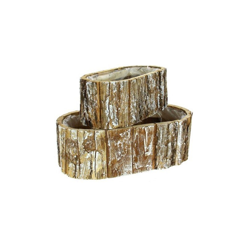 JARDI OVALE BOIS S/2 BLANCHI S:23*12H9 L:30*15H10