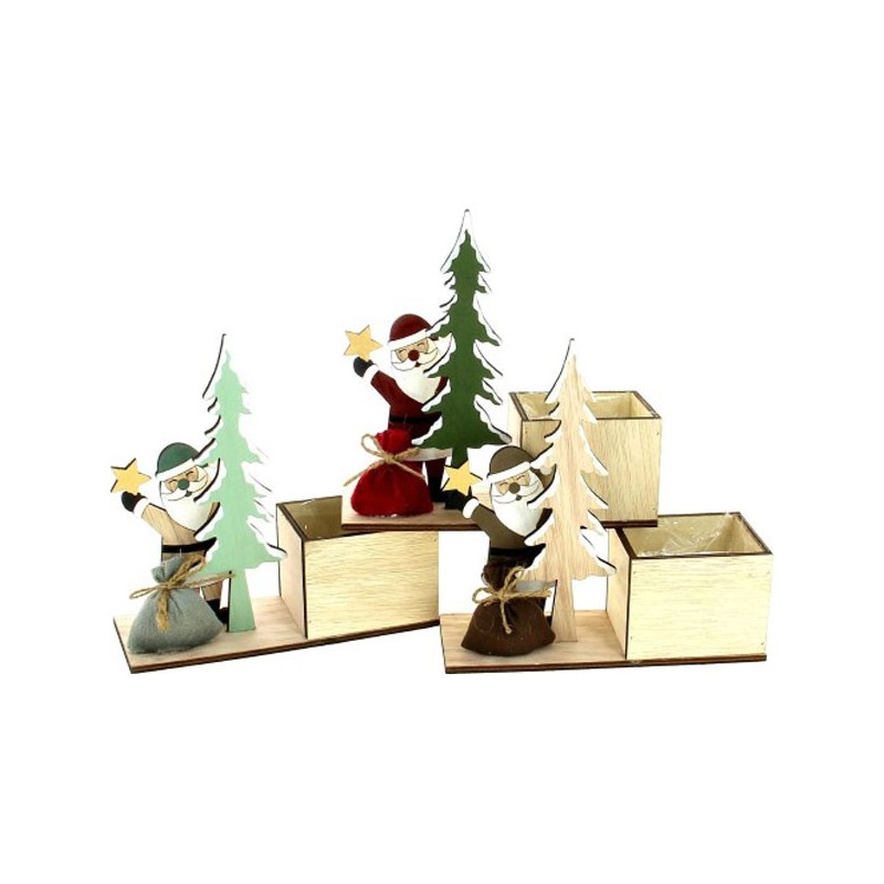 DECO BOIS P.NOEL ASST 3 18*7 H18 POT:7.5*6.5H6