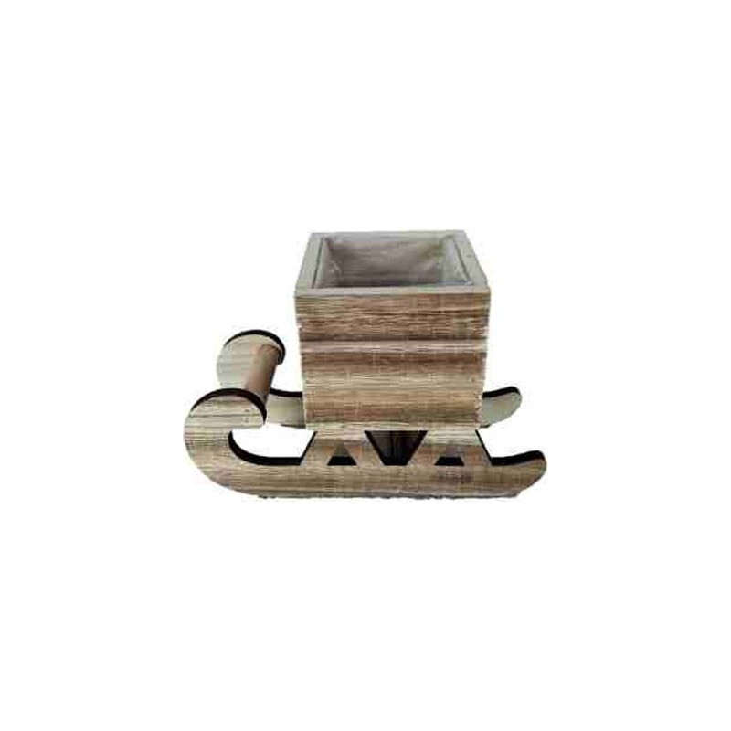 TRAINEAU BOIS 1 JACINTHE NATUREL POT:7*7 H6,5 L:20CM  NOEL