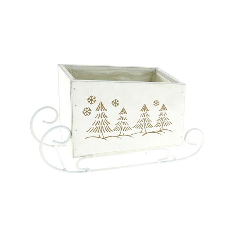 TRAINEAU BOIS BLANC 22.5*9.5H6.5 BOIS:15*9.5H8.5