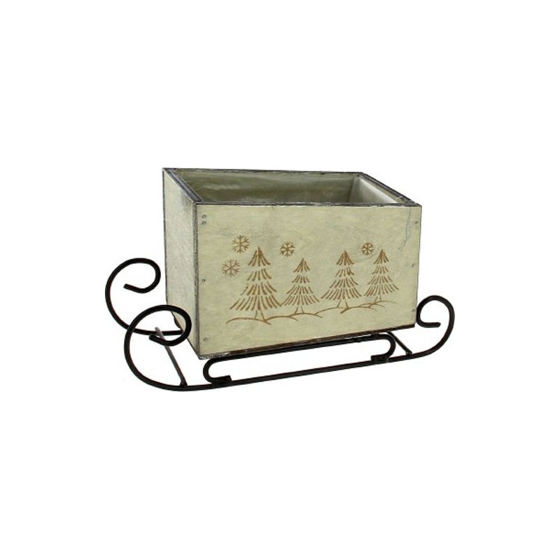 TRAINEAU BOIS GRIS 22.5*9.5H6.5 BOIS:15*9.5H8.5