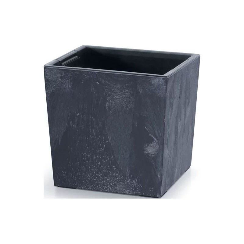 FLOWER POT URBI SQUARE LOW BETON EFFECT - ANTHRACITE - 24X24X24CM