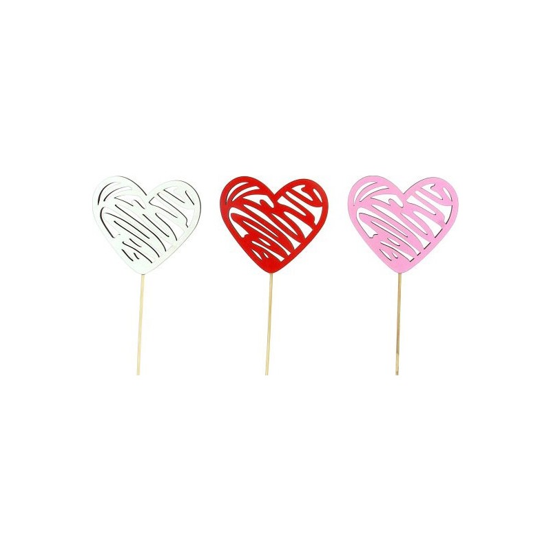 PIQUE COEUR ASST 3 COULEURS 8.5*7.5 H26CM
