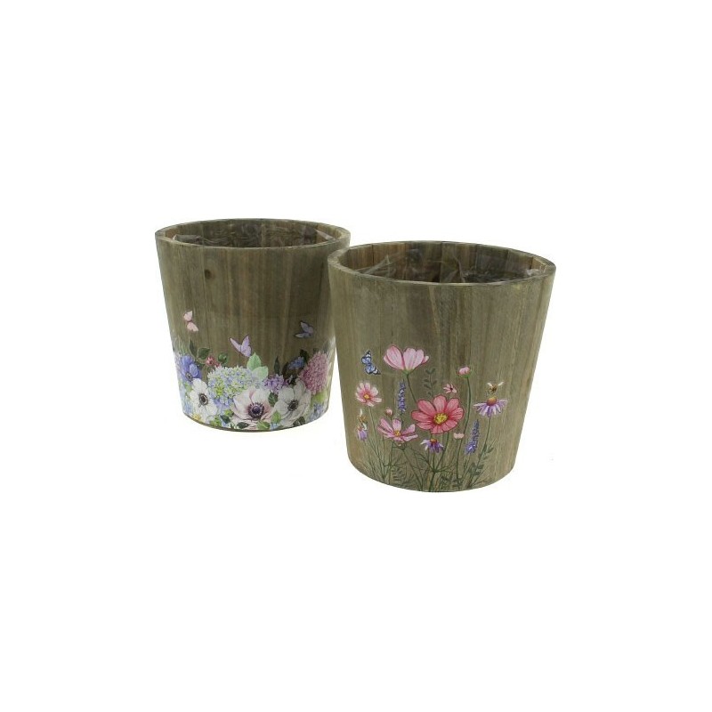 C.POT BOIS ASST 2 DESIGNS D17 H16CM