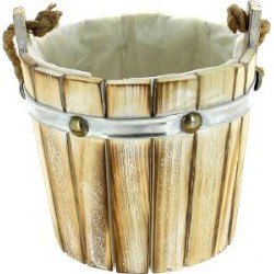 SEAU BOIS GRIS D17 H15CM