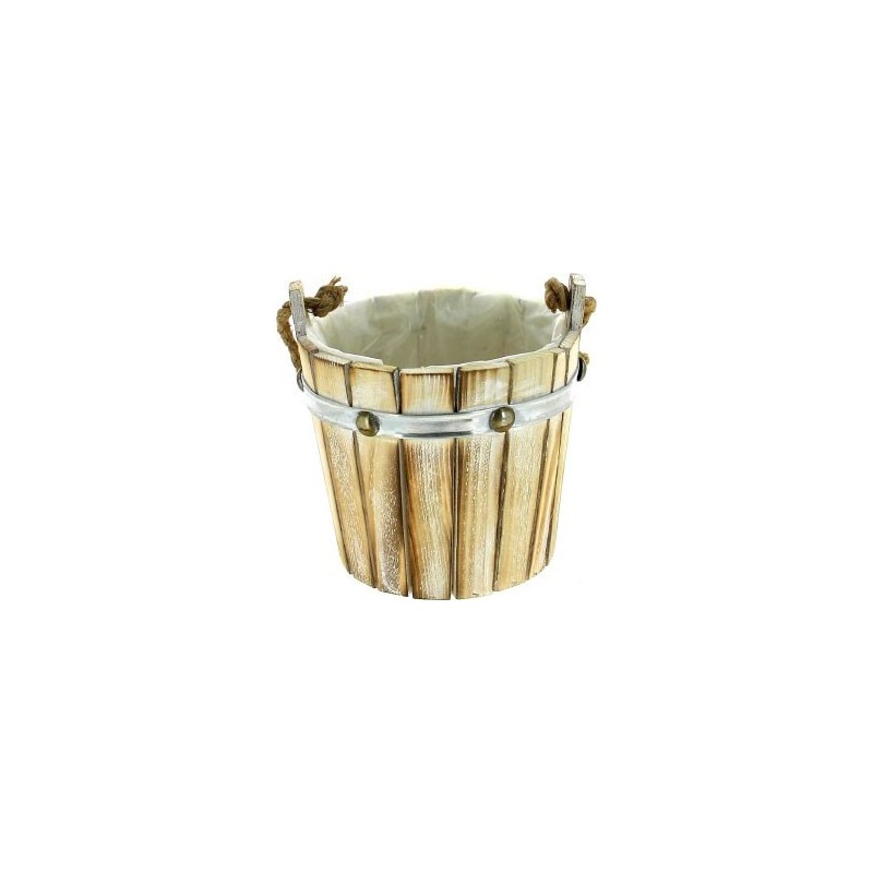 SEAU BOIS GRIS D17 H15CM