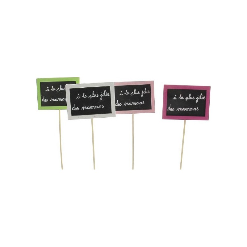 PIC ARDOISE A LA PLUS JOLIE DES MAMANS ASST 4 7.5X5.5 H30CM