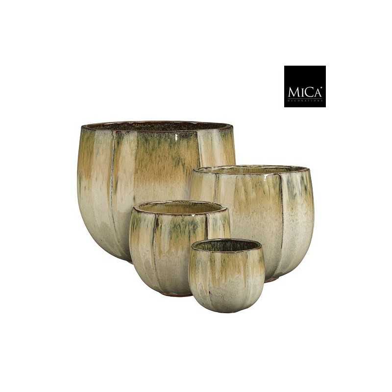 CORSICA POT ROND CREME SET DE 4 - H41XD47CM