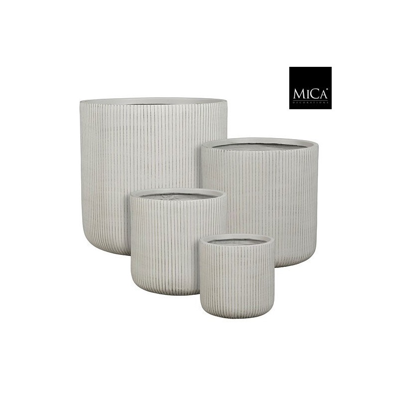 NUOVO POT ROND BLANC CASSE SET DE 4 ANTIQUE WASH - H45XD45CM