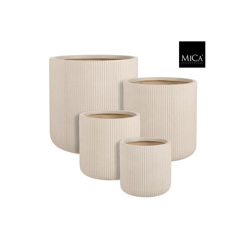 NUOVO POT ROND BEIGE SET DE 4 - H45XD45CM