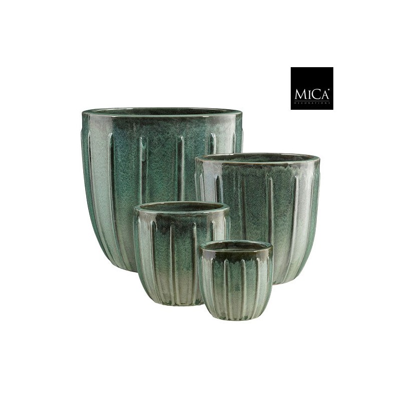 ROMERO POT ROND VERT SET DE 4 - H44XD45CM