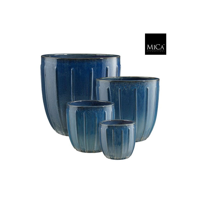 ROMERO POT ROND BLEU SET DE 4 - H44XD45CM