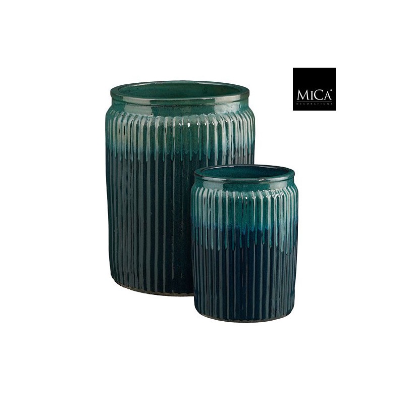 LUGANO POT ROND VERT SET DE 2 - H55XD39,5CM