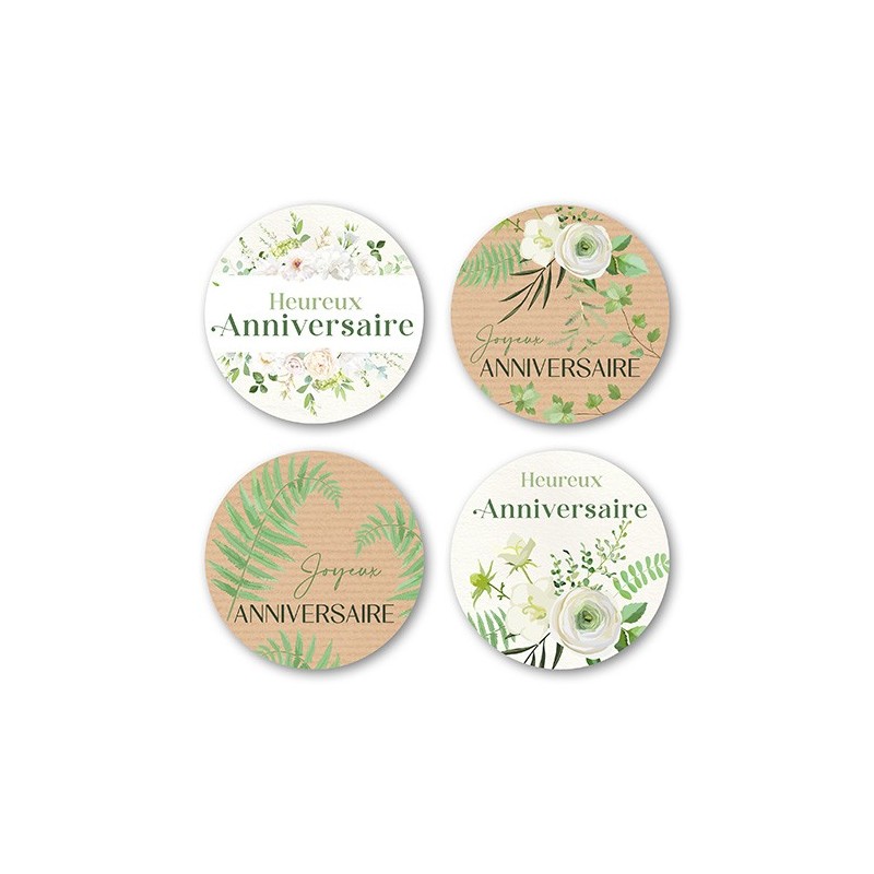 ETIQUETTES JOYEUX ANNIVERSAIRE - 40 MM - BOITE DE 500
