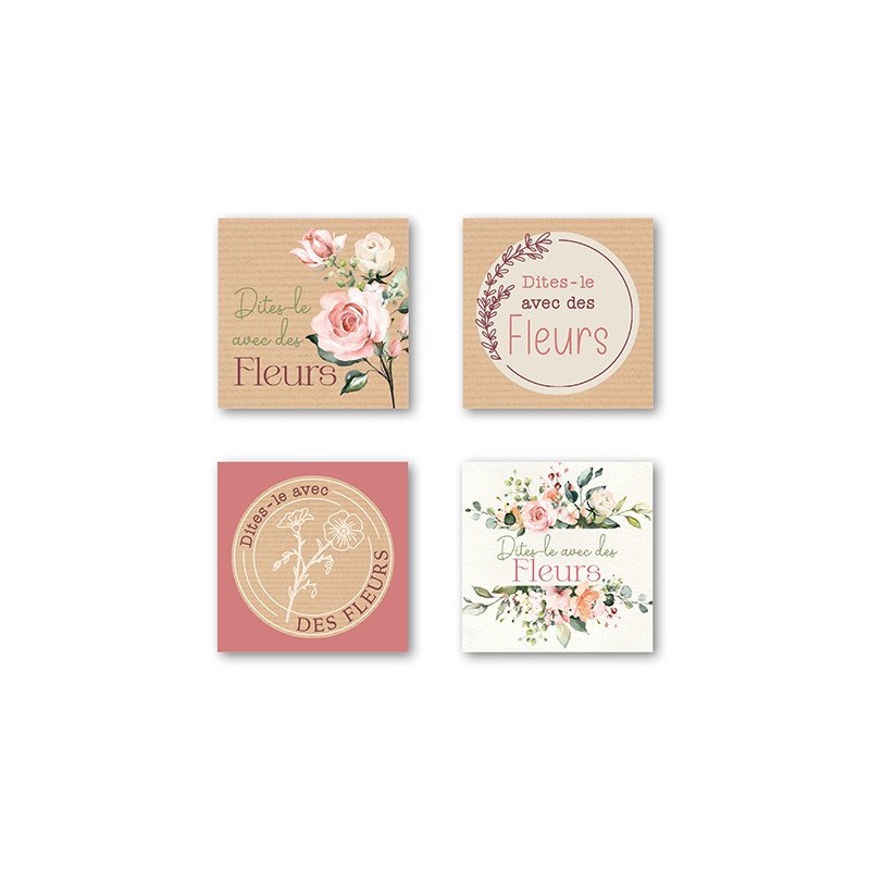 ETIQUETTES DITES LE AVEC DES FLEURS - 35 MM - BOITE DE 500