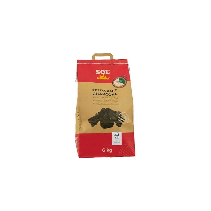 SOL CHARBON DE BOIS RESTAURANT FSC 6 KG - 42/PAL   sac rouge