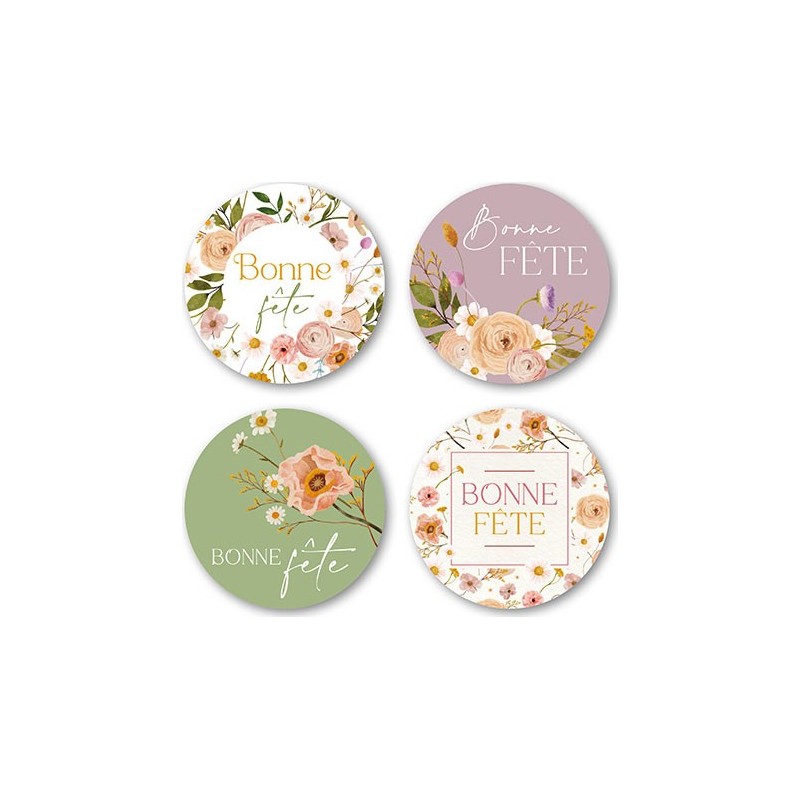 ETIQUETTES BONNE FETE - 40 MM - BOITE DE 500
