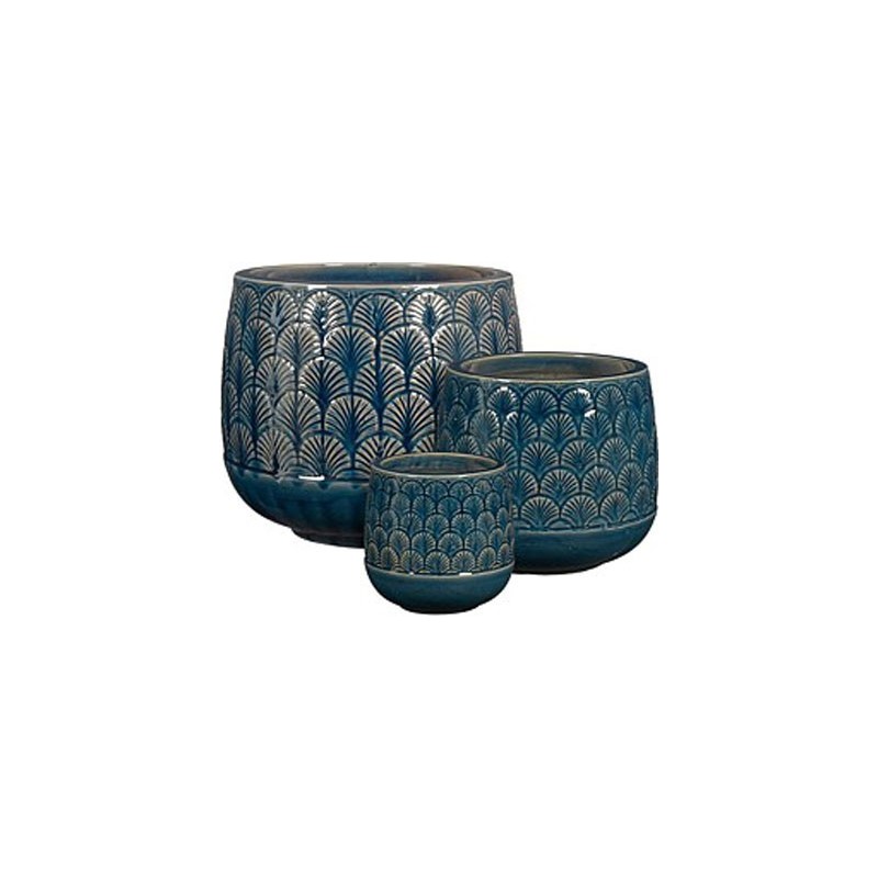 ORAN POT ROND TURQUOISE SET DE 3