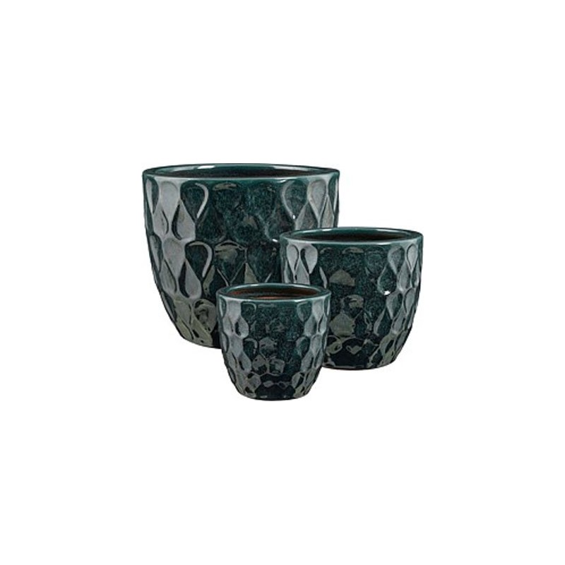 NEVIS POT ROND BLEU FONCE SET DE 3