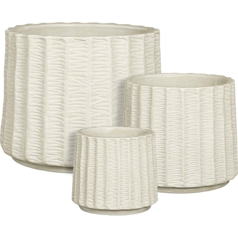 ERIE POT ROND BLANC CASSE SET DE 3