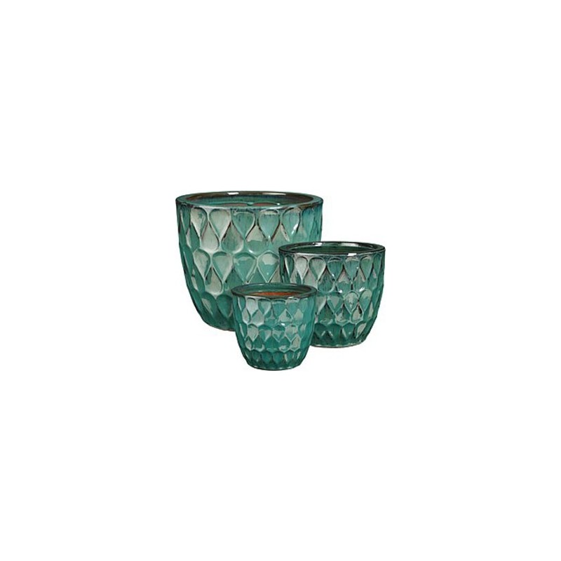 NEVIS POT ROND TURQUOISE SET DE 3