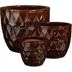 NEVIS POT ROND MARRON SET DE 3