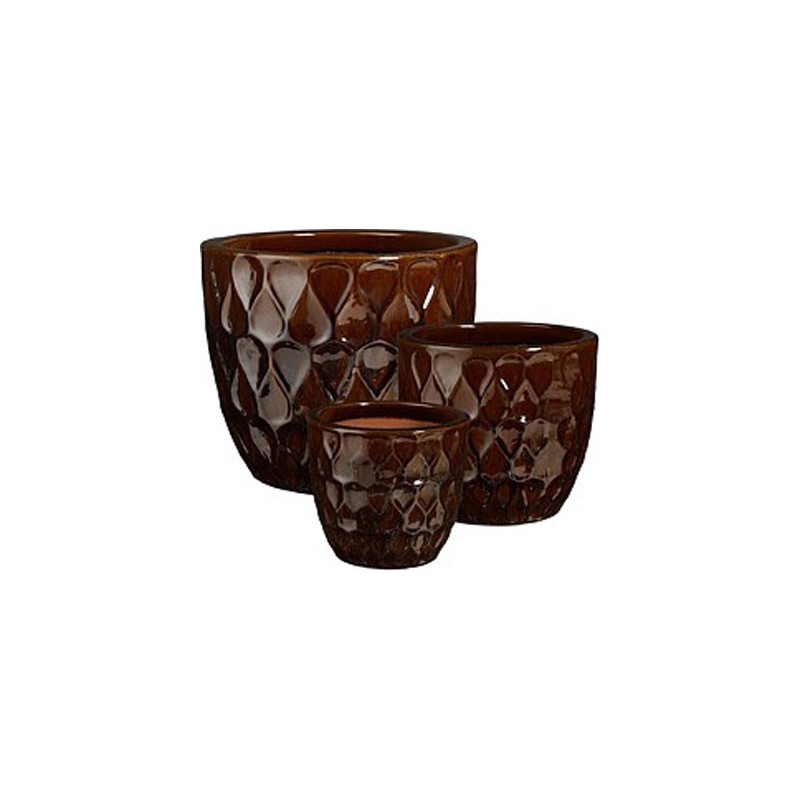 NEVIS POT ROND MARRON SET DE 3