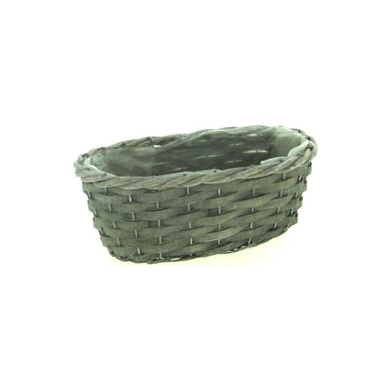 VANNERIE JARDI OVALE GRISE 25 14 H10CM
