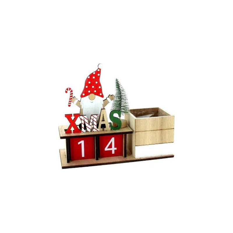 DECO BOIS CALENDRIER P.NOEL 22*9 H18.5 POT:8*8H8