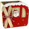 CARRE BOIS SKI PERE NOEL ROUGE 13*13 H12.5CM