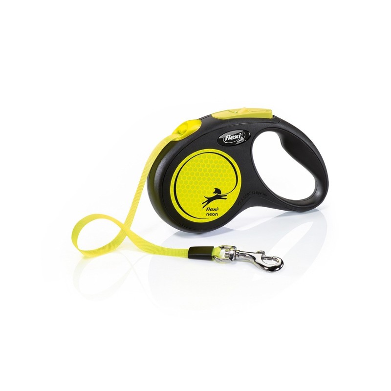 FLEXI NEON S SANGLE 5 M JAUNE FLUO