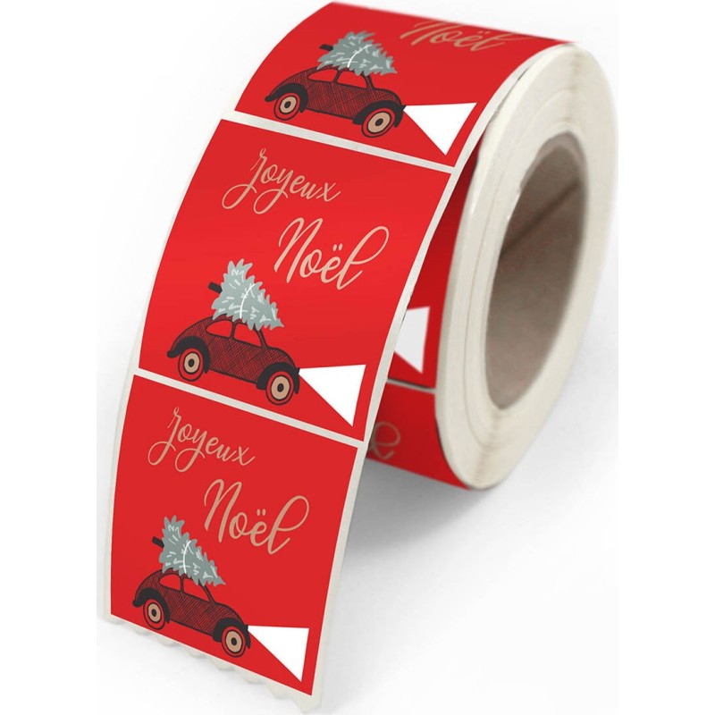 ETIQUETTES JOYEUX NOEL 40X35 MM BOITE DE 500
