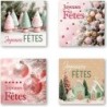 ETIQUETTE JOYEUSES FÊTES 4 MOTIFS 35X35 MM - BOITE DE 500