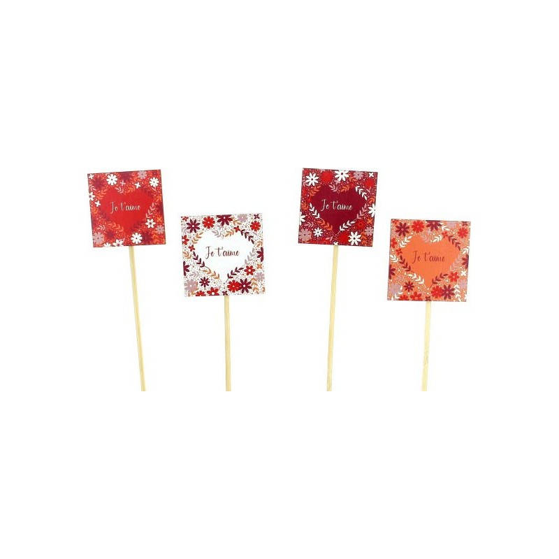 PIQUE JE T'AIME ASST COULEURS - 6*6 H26CM