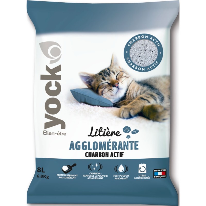 LITIERE bentonite  blanche parf charb actif 8l   144uc