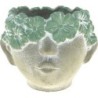 VISAGE FLEURS VERT - D17 H14CM