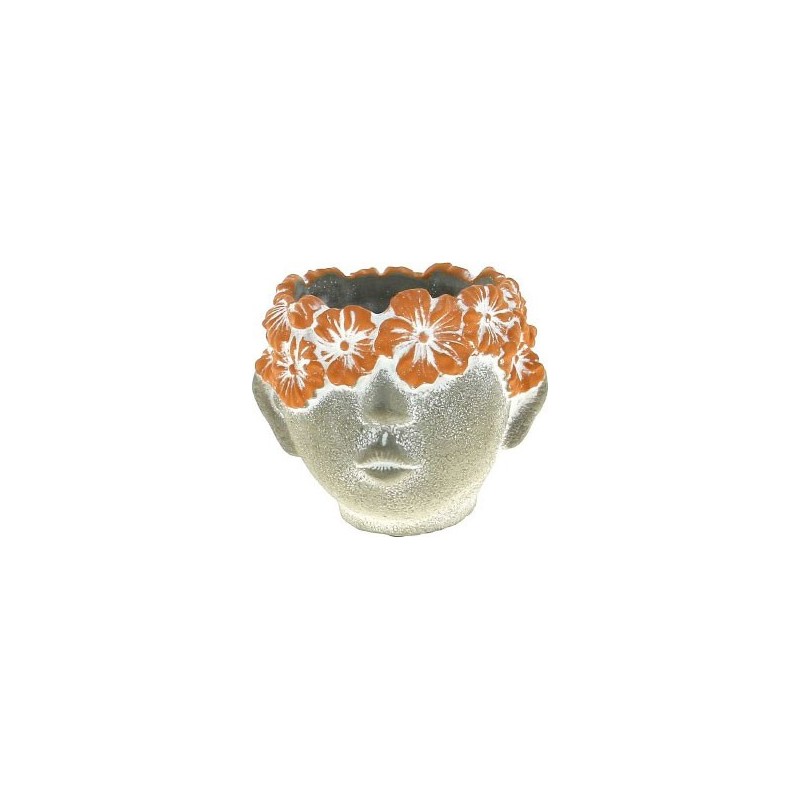 VISAGE FLEURS TERRACOTTA - D14 H11.5CM
