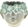 VISAGE FLEURS VERT - D14 H11.5CM