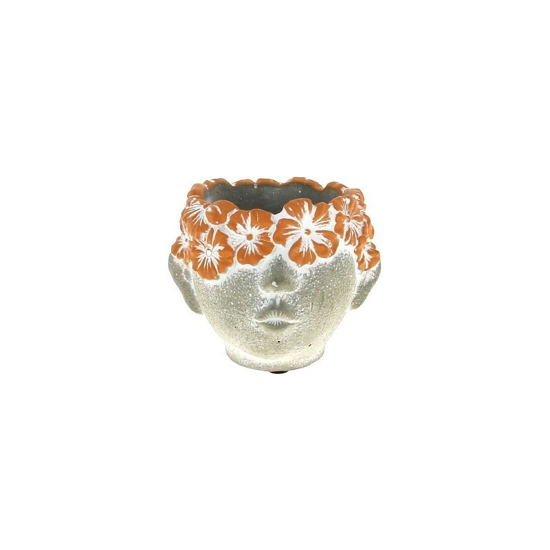 VISAGE FLEURS TERRACOTTA - D12 H10CM