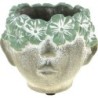 VISAGE FLEURS VERT - D12 H10CM