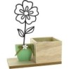 DECO BOIS FLEUR VERT - 18.6*9.3 H22.5CM