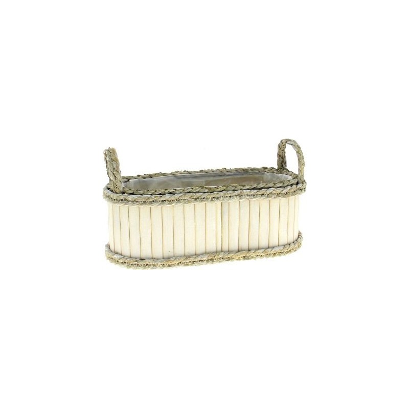 JARDINIERE BOIS BLANC - 33*14 H12CM