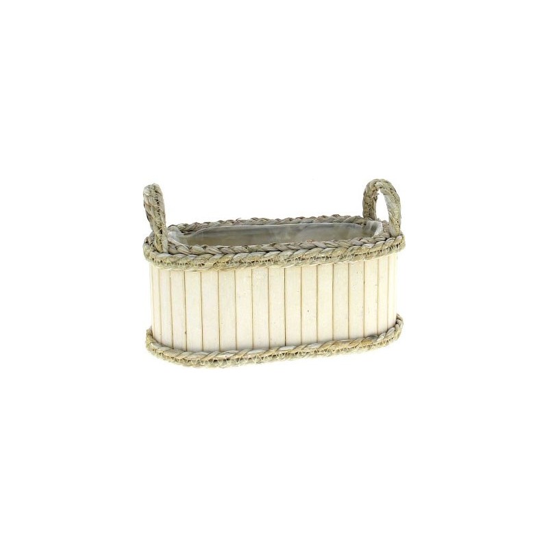 JARDINIERE BOIS BLANC - 28*14 H12CM
