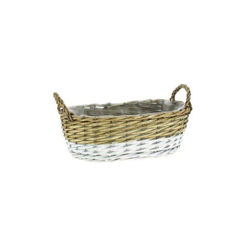 JARDI OVALE+POIGNEES BICOLORE - 30*15 H10CM