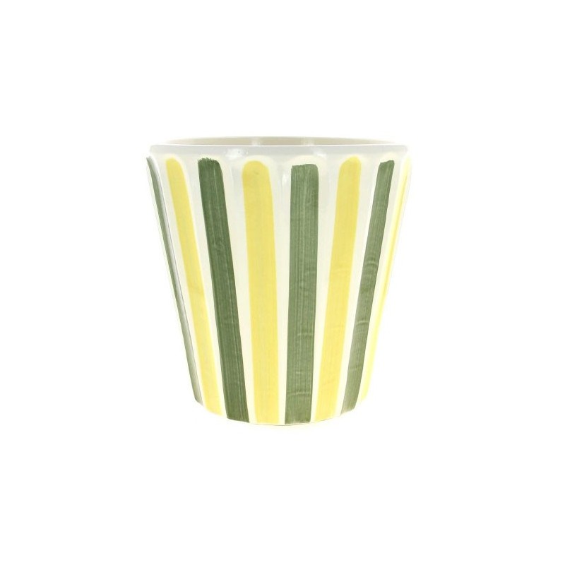 C.POT LINEA VERT/JAUNE - D29 H28CM