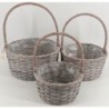 S/3 ROUND WILLOW + WOOD CHIP HANDLE BASKET