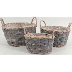 S/3 OVAL WILLOW AND WOOD...